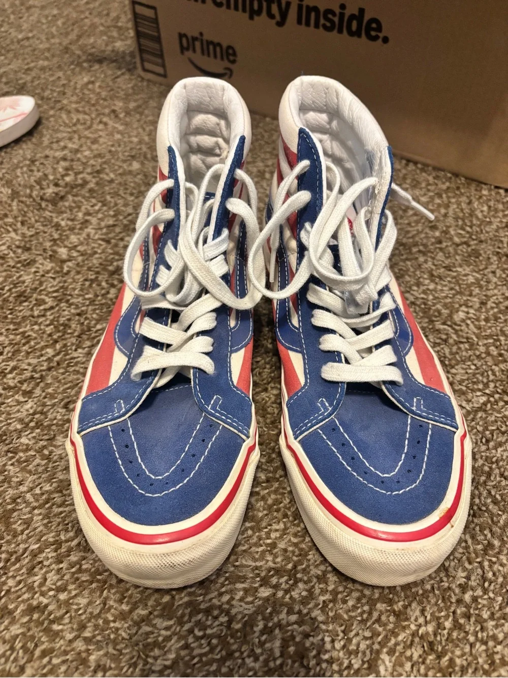 VANS High-Top Canvas Sneakers in Blue & Red - Stylish Lace-Up Shoes